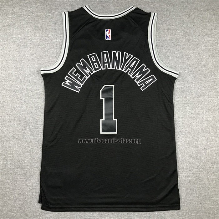 Camiseta San Antonio Spurs Victor Wembanyama NO 1 Classic 2022-23 Negro